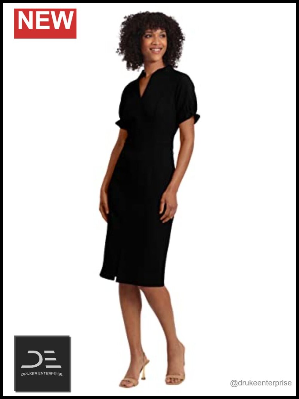 Women's Notch Neck Sleek Sheath Dress Office Workwear